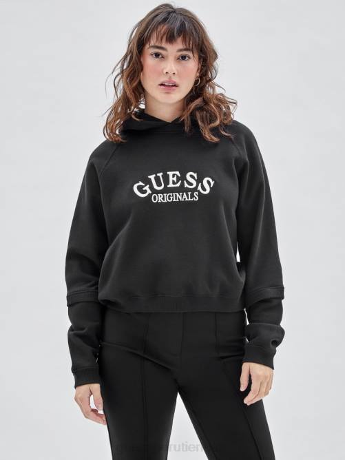 GUESS sudadera con capucha y logo original vintage unisexo 0P8X1271 negro azabache multicolor vestir