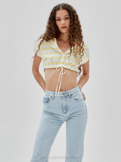 GUESS top a rayas originals x j balvin unisexo 0P8X1349 manchas solares amarillas múltiples vestir