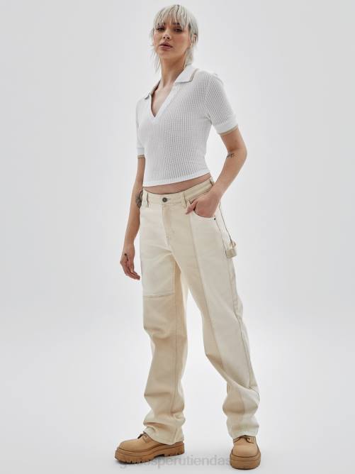 GUESS top con cuello original unisexo 0P8X1084 blanco puro vestir