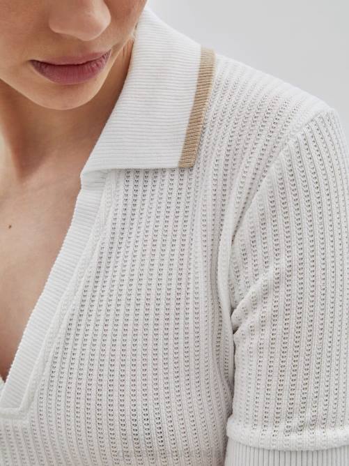 GUESS top con cuello original unisexo 0P8X1084 blanco puro vestir