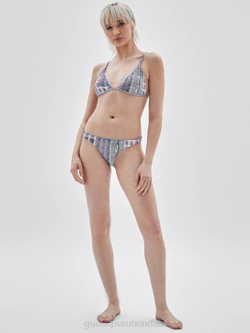 GUESS top de bikini a cuadros originales unisexo 0P8X2585 orilla arenosa multi vestir