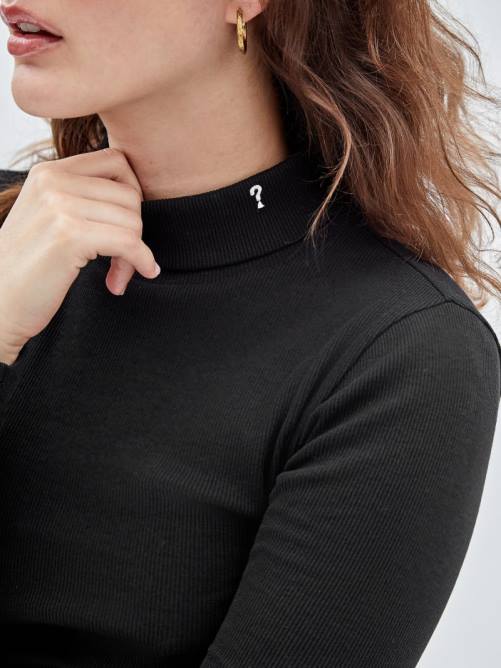 GUESS top de manga larga con cuello alto originals unisexo 0P8X1304 negro vestir