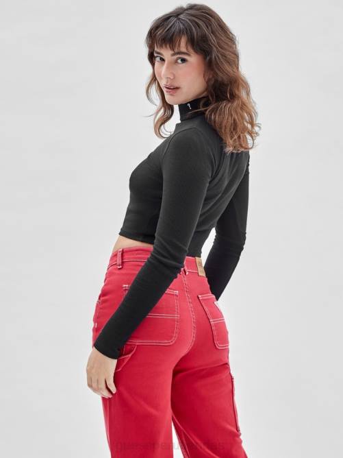 GUESS top de manga larga con cuello alto originals unisexo 0P8X1304 negro vestir