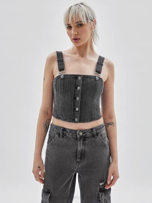GUESS top de mezclilla con bustier originals unisexo 0P8X1359 ir lavado gris vestir