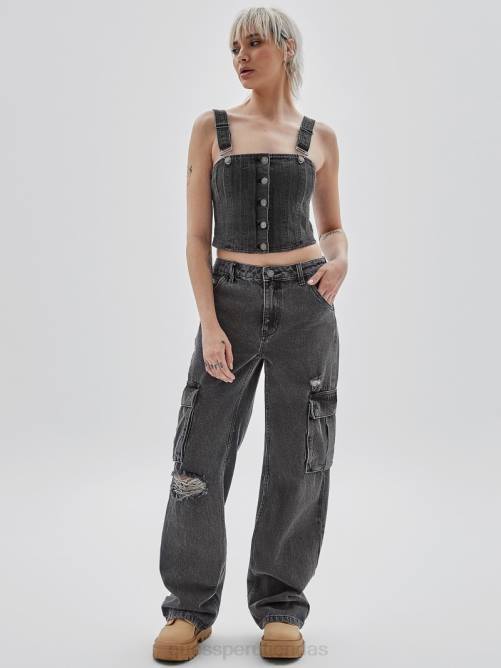 GUESS top de mezclilla con bustier originals unisexo 0P8X1359 ir lavado gris vestir