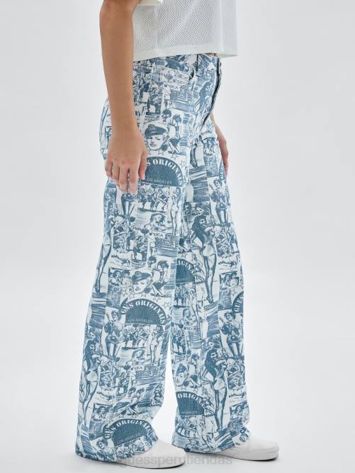 GUESS vaqueros anchos con estampado vintage originals unisexo 0P8X174 blanco puro multi vestir
