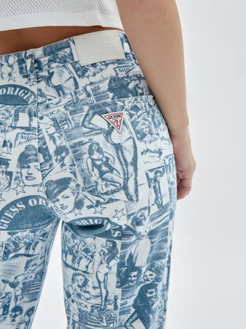 GUESS vaqueros anchos con estampado vintage originals unisexo 0P8X174 blanco puro multi vestir