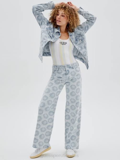 GUESS vaqueros anchos con margaritas originales unisexo 0P8X79 estampado floral vestir