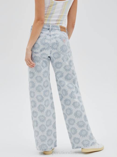 GUESS vaqueros anchos con margaritas originales unisexo 0P8X79 estampado floral vestir