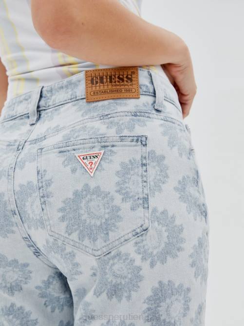 GUESS vaqueros anchos con margaritas originales unisexo 0P8X79 estampado floral vestir