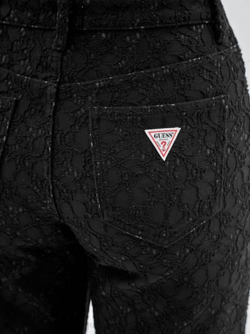 GUESS vaqueros anchos de denim con encaje originals unisexo 0P8X149 negro vestir