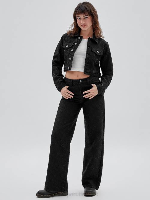 GUESS vaqueros anchos de denim con encaje originals unisexo 0P8X149 negro vestir