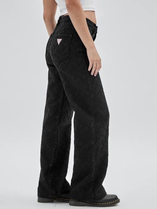 GUESS vaqueros anchos de denim con encaje originals unisexo 0P8X149 negro vestir