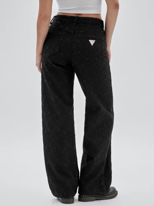 GUESS vaqueros anchos de denim con encaje originals unisexo 0P8X149 negro vestir
