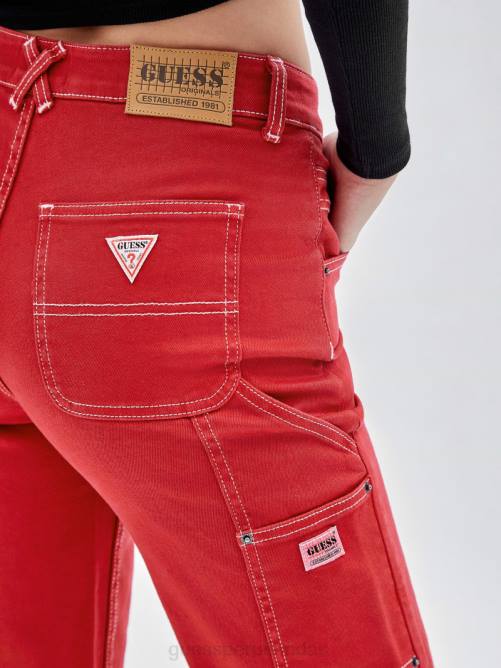 GUESS vaqueros carpintero sobreteñidos originales unisexo 0P8X167 chile rojo vestir