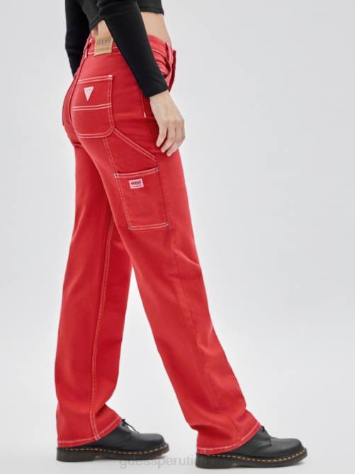 GUESS vaqueros carpintero sobreteñidos originales unisexo 0P8X167 chile rojo vestir