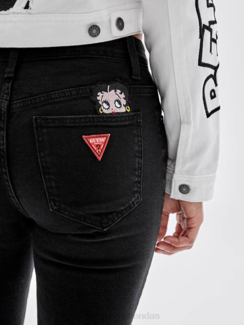 GUESS vaqueros con corte bootcut originales x betty boop unisexo 0P8X158 negro vestir