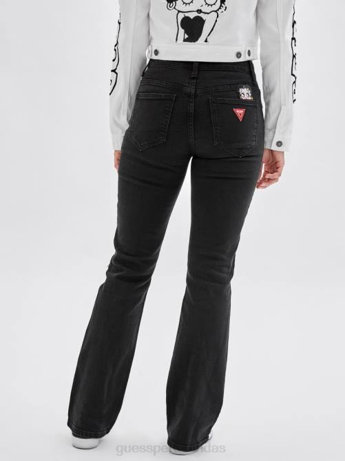 GUESS vaqueros con corte bootcut originales x betty boop unisexo 0P8X158 negro vestir