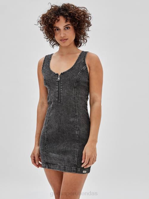 GUESS vestido con cremallera original unisexo 0P8X361 lavado negro claro vestir