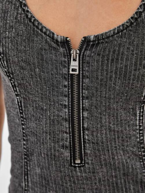 GUESS vestido con cremallera original unisexo 0P8X361 lavado negro claro vestir