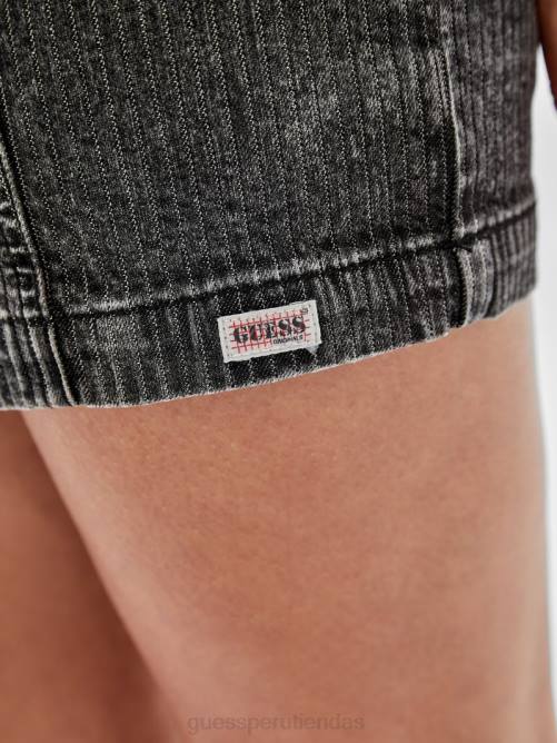 GUESS vestido con cremallera original unisexo 0P8X361 lavado negro claro vestir