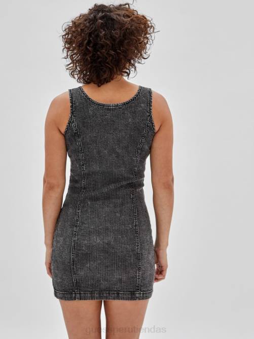 GUESS vestido con cremallera original unisexo 0P8X361 lavado negro claro vestir