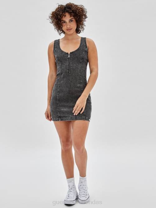GUESS vestido con cremallera original unisexo 0P8X361 lavado negro claro vestir