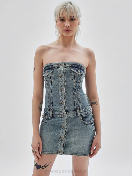 GUESS vestido vintage original sin tirantes unisexo 0P8X362 ir vintage teñido medio vestir