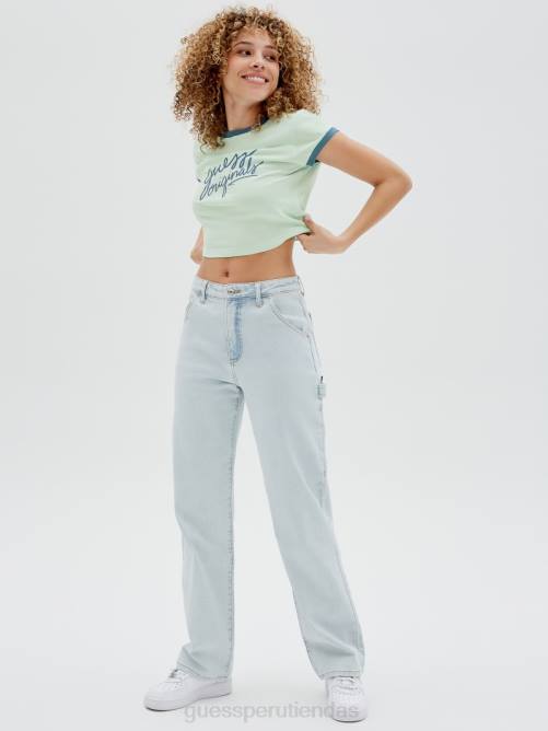 GUESS camiseta corta con ringer originals mujer 0P8X1352 jade suave vestir