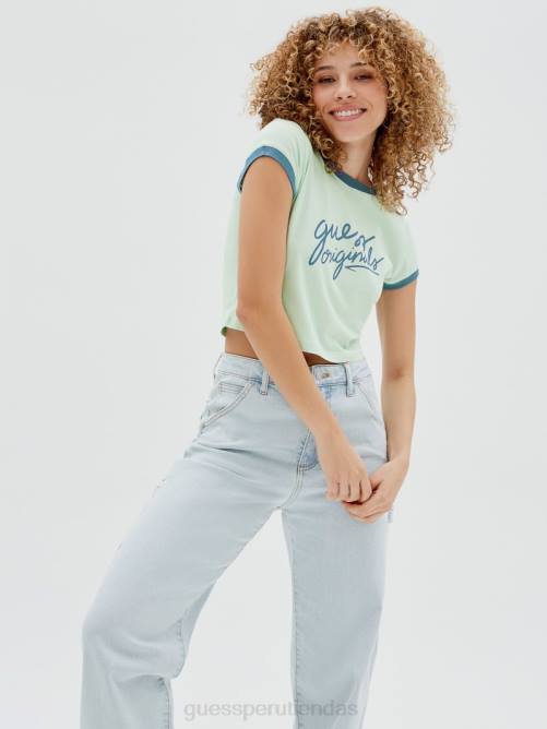 GUESS camiseta corta con ringer originals mujer 0P8X1352 jade suave vestir