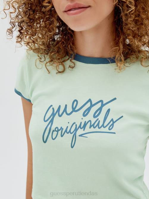 GUESS camiseta corta con ringer originals mujer 0P8X1352 jade suave vestir