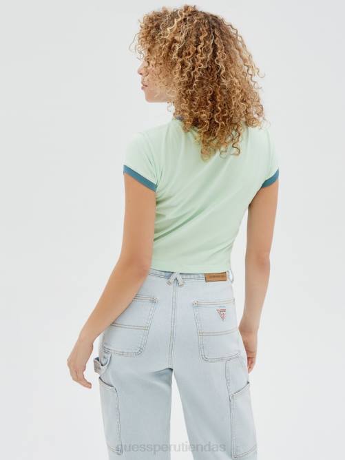 GUESS camiseta corta con ringer originals mujer 0P8X1352 jade suave vestir
