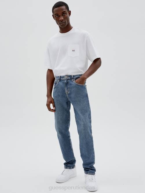 GUESS kit original jeans rectos unisexo 0P8X4048 ir lavado medio coltrane vestir