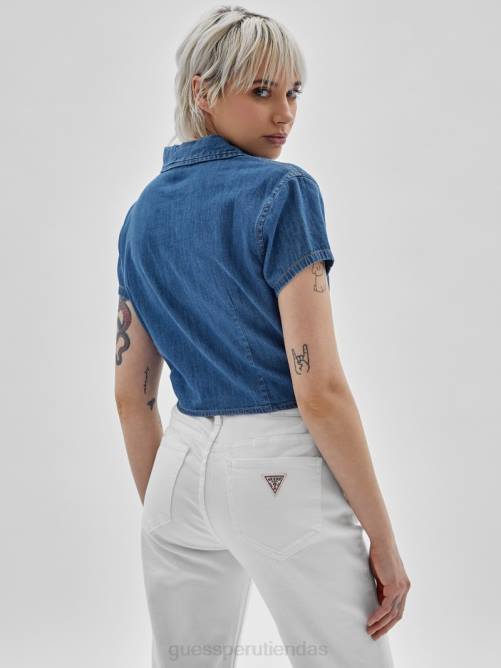 GUESS camisa vaquera originals con lazo en el frente unisexo 0P8X1356 ir a lavado medio ruthie vestir