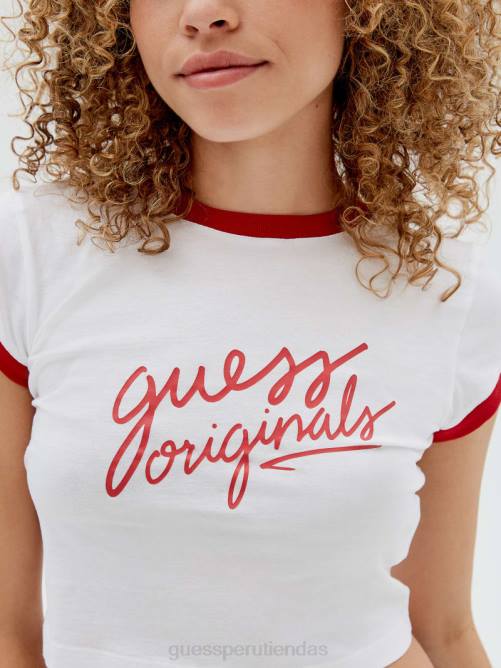 GUESS camiseta corta con ringer originals unisexo 0P8X1367 blanco puro vestir