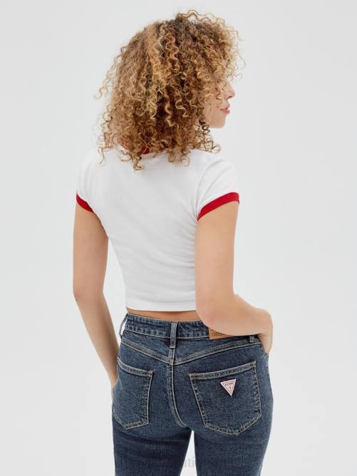 GUESS camiseta corta con ringer originals unisexo 0P8X1367 blanco puro vestir