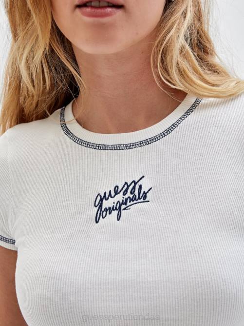 GUESS camiseta corta de canalé para bebé originals unisexo 0P8X1347 playa de arena vestir