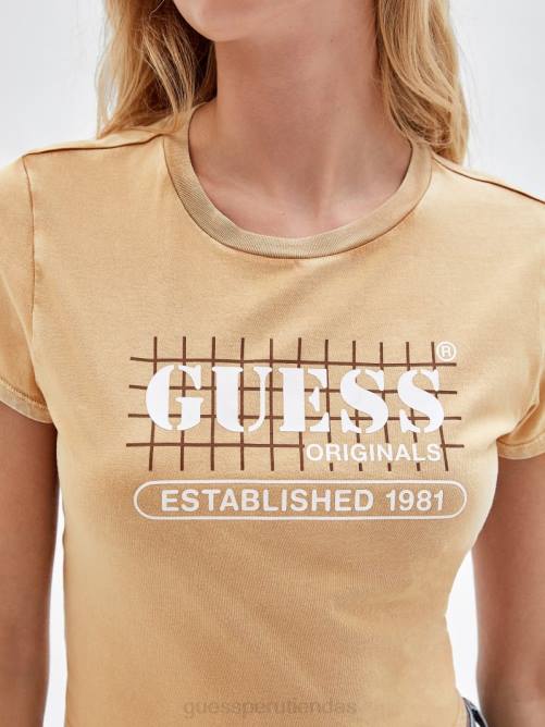 GUESS camiseta corta para bebé originals grid unisexo 0P8X1311 barro del desierto multi vestir