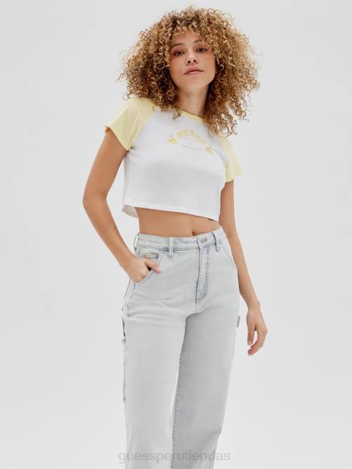 GUESS camiseta raglán original para bebé unisexo 0P8X1368 blanco puro multi vestir
