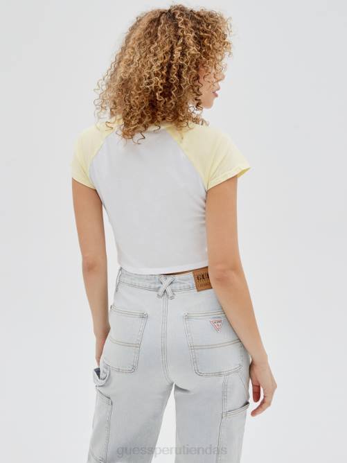 GUESS camiseta raglán original para bebé unisexo 0P8X1368 blanco puro multi vestir