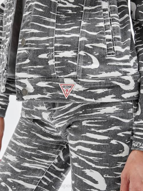 GUESS chaqueta vaquera con estampado de cebra originals unisexo 0P8X1857 negro azabache multicolor vestir