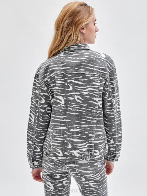 GUESS chaqueta vaquera con estampado de cebra originals unisexo 0P8X1857 negro azabache multicolor vestir