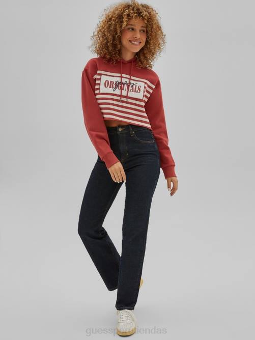 GUESS sudadera con capucha corta original unisexo 0P8X1791 rojo rapido vestir