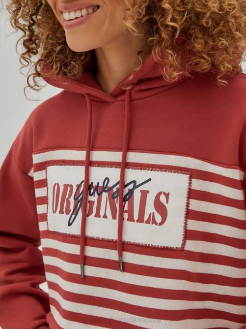 GUESS sudadera con capucha corta original unisexo 0P8X1791 rojo rapido vestir