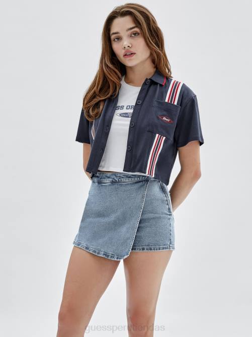 GUESS top con piezas a rayas originales unisexo 0P8X1130 azul ennegrecido vestir