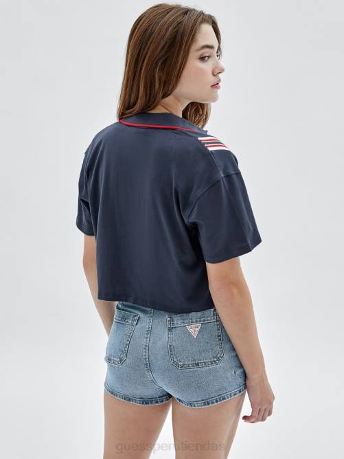GUESS top con piezas a rayas originales unisexo 0P8X1130 azul ennegrecido vestir